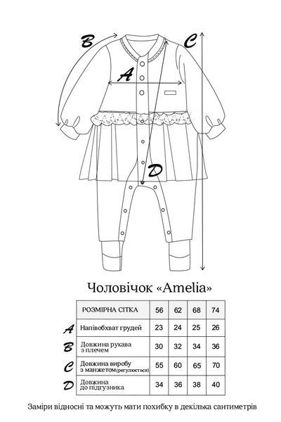Чоловічок з шапочкою Amelia, Молочний 68
