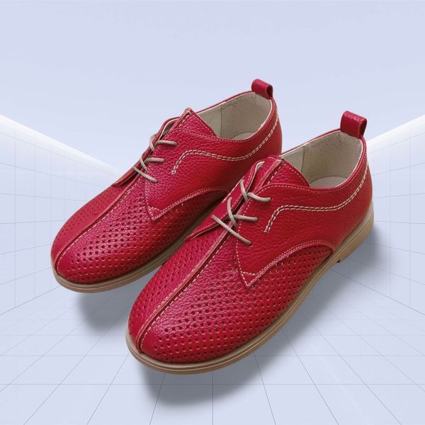 Анатомические туфли женские кожаные перфорированные LS-2607-P-KRS 36