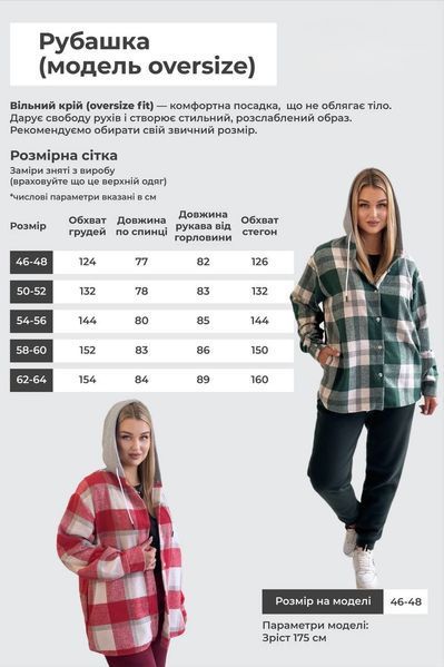 Сорочка в клітинку тепла жіноча з капюшоном oversize чорна 46-48