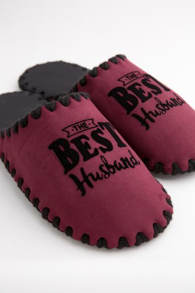 Чоловічі домашні капці Family Класичні The Best Husband закриті Сливові 40-41 n0108 фото