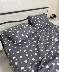 Комплект постельного белья бязь Сердце белое на сером 2-спальный