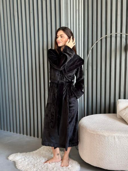 Халат унисекс с капюшоном Black Diamond черный S-M (42-48)