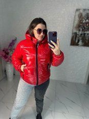 Стильная женская куртка из износостойкой плащевки POS013VK, красная 42-44